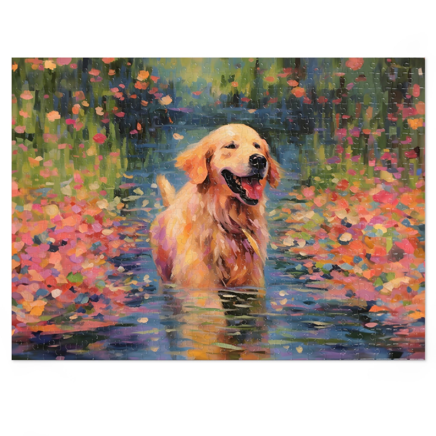 Golden Retriever Monet Puzzle (30, 110, 252, 500,1000-Piece)