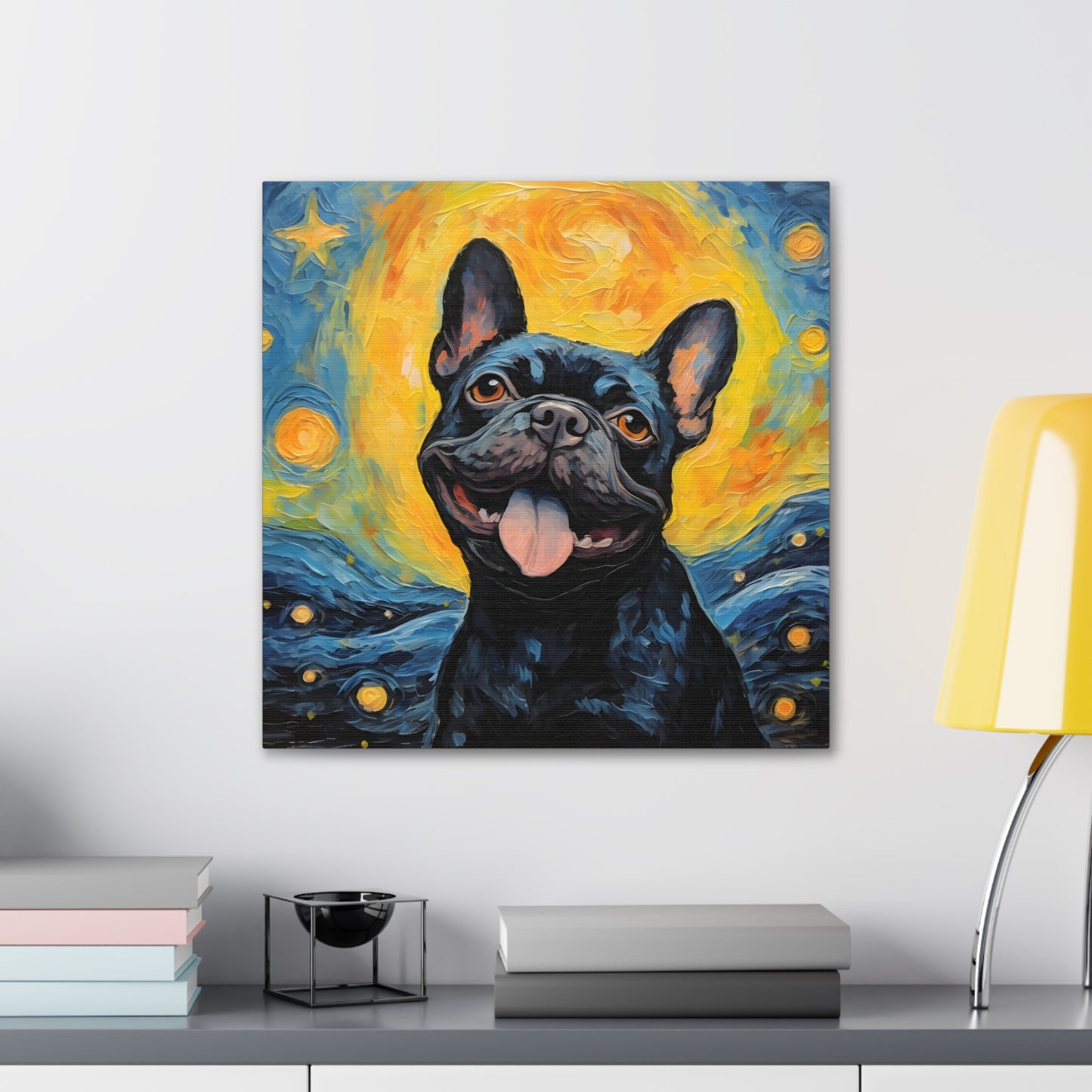 French Bulldog Van Gogh Canvas Print