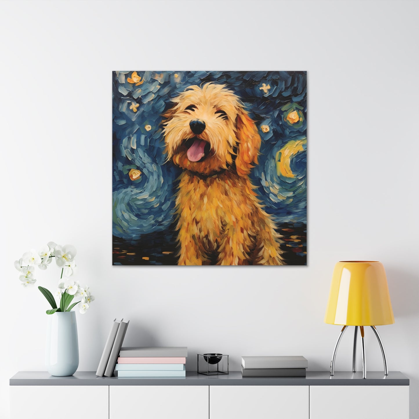 Golden Doodle Van Gogh Canvas Print