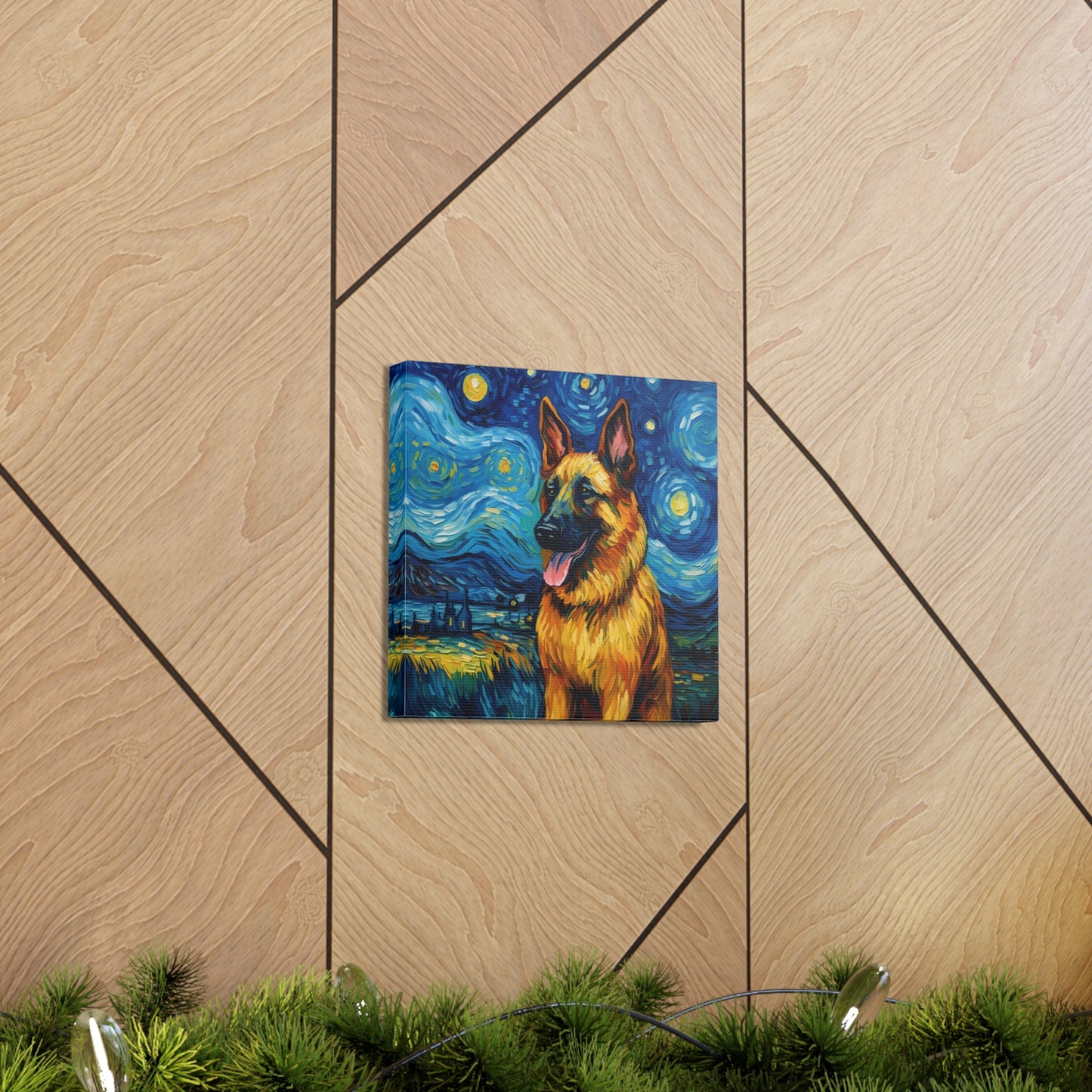 German Shepherd Van Gogh Canvas Print