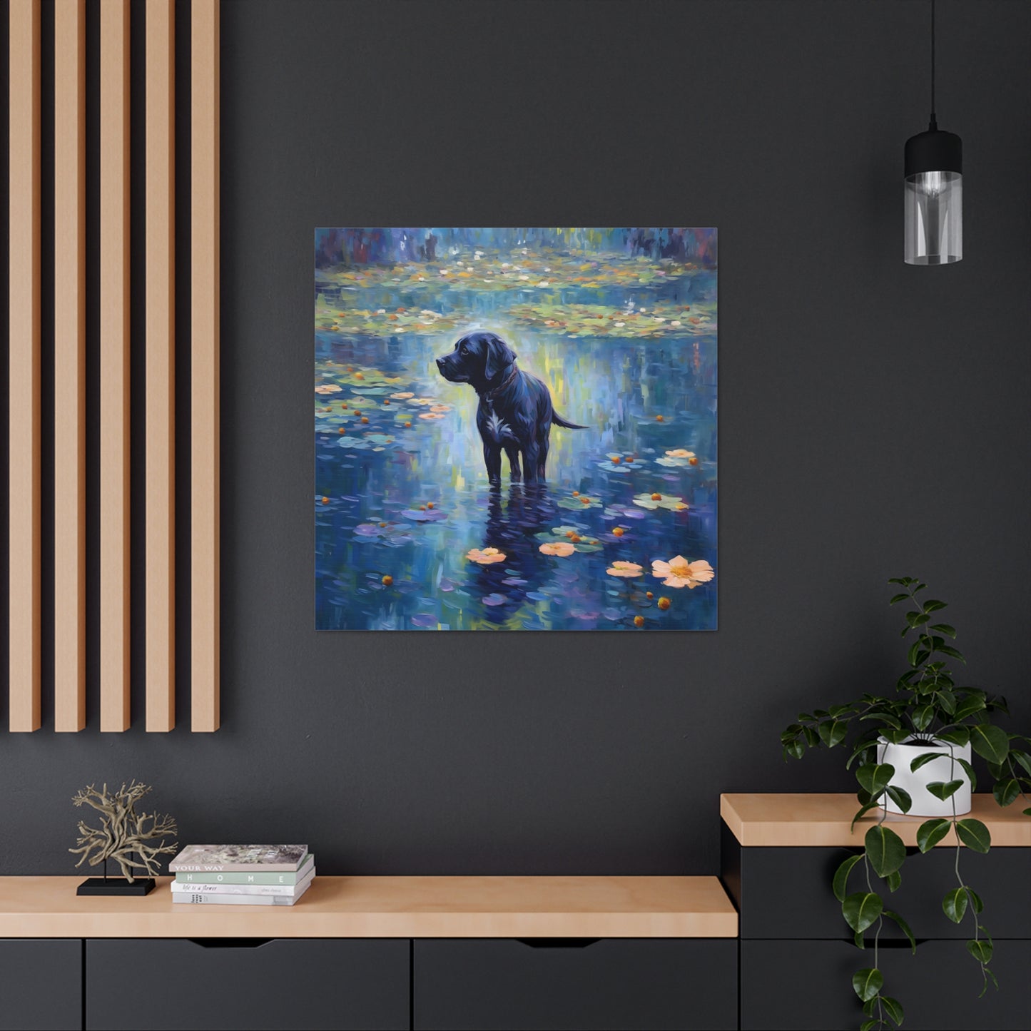 Black Lab Monet Canvas Print