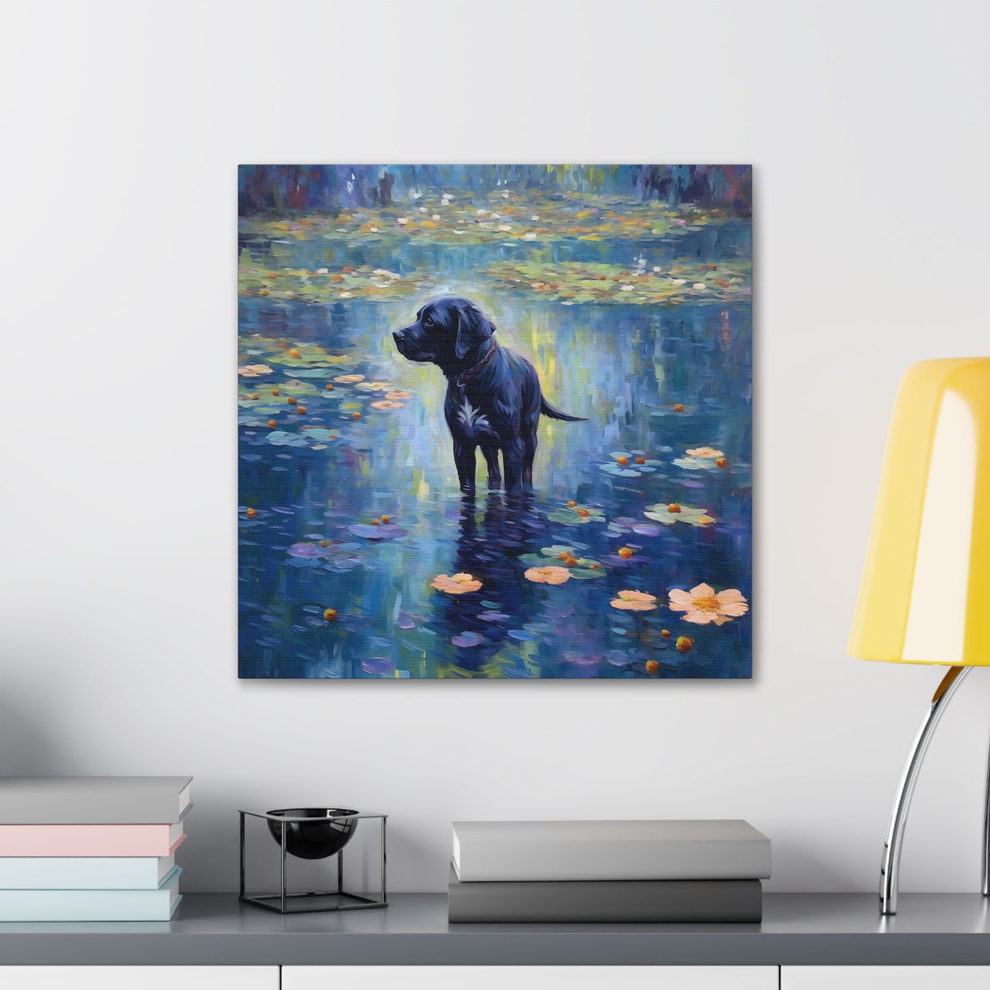 Black Lab Monet Canvas Print