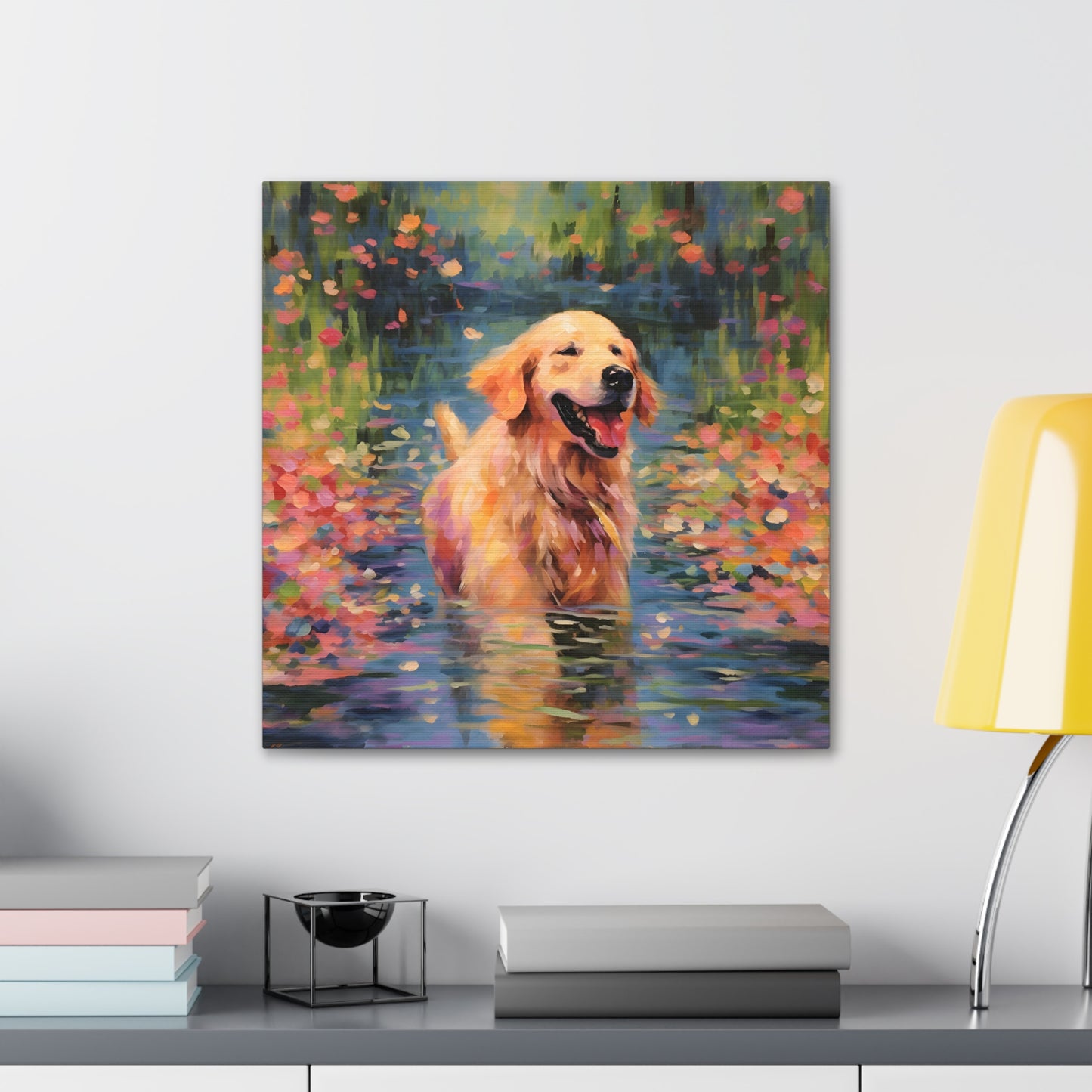 Golden Retriever Monet Canvas Print