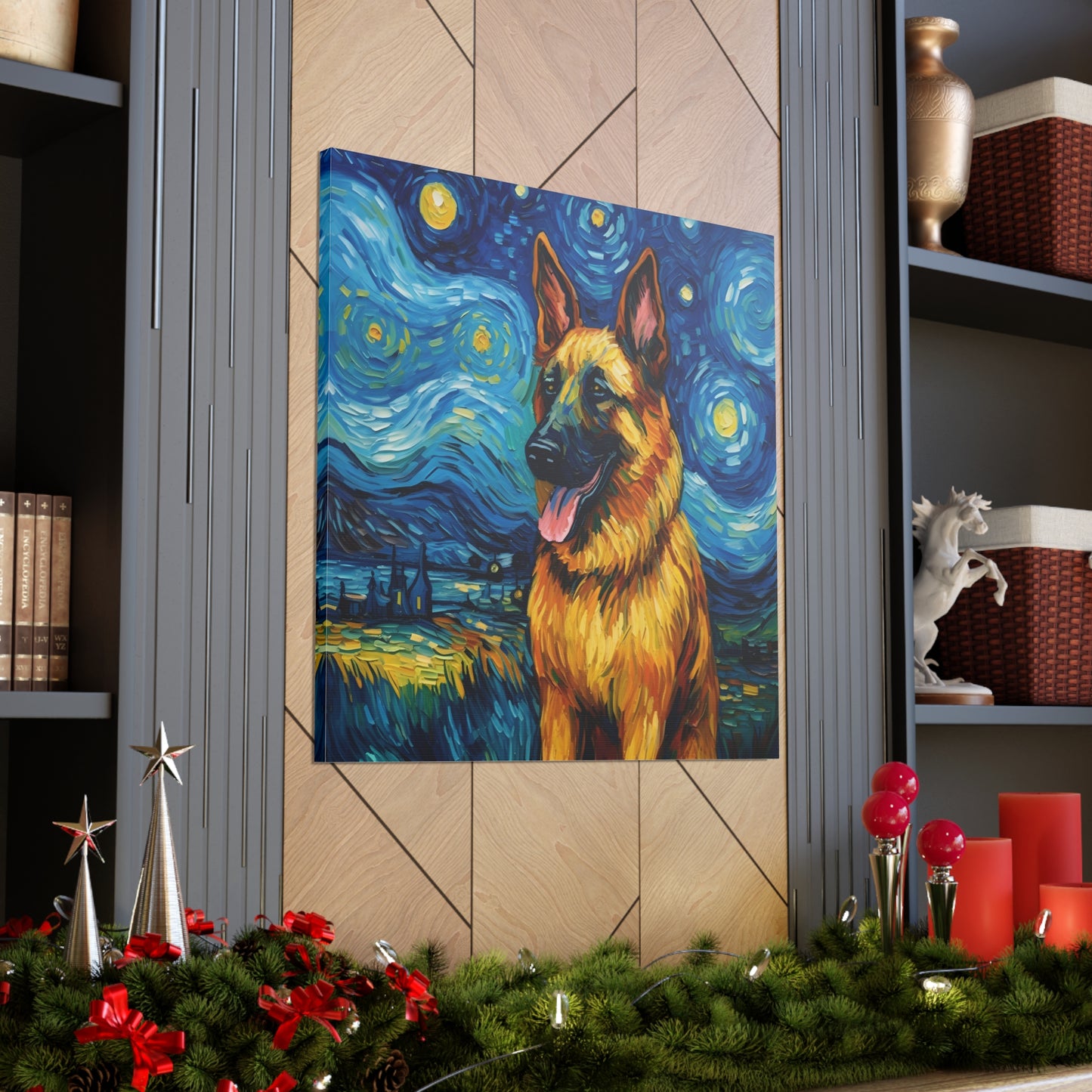 German Shepherd Van Gogh Canvas Print