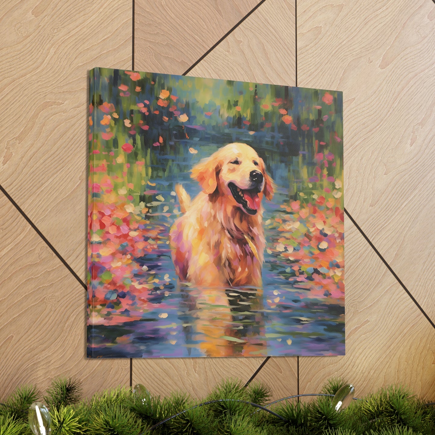 Golden Retriever Monet Canvas Print