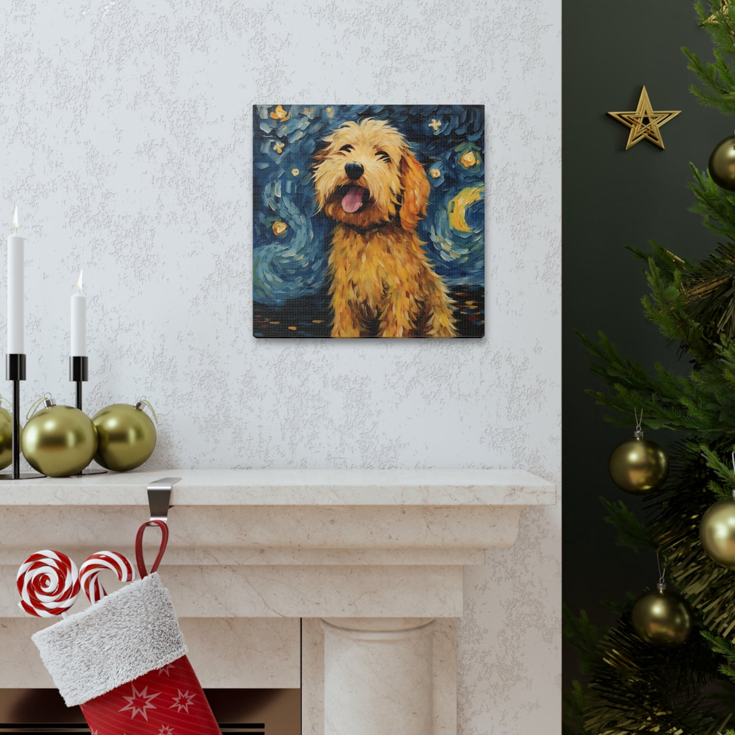 Golden Doodle Van Gogh Canvas Print