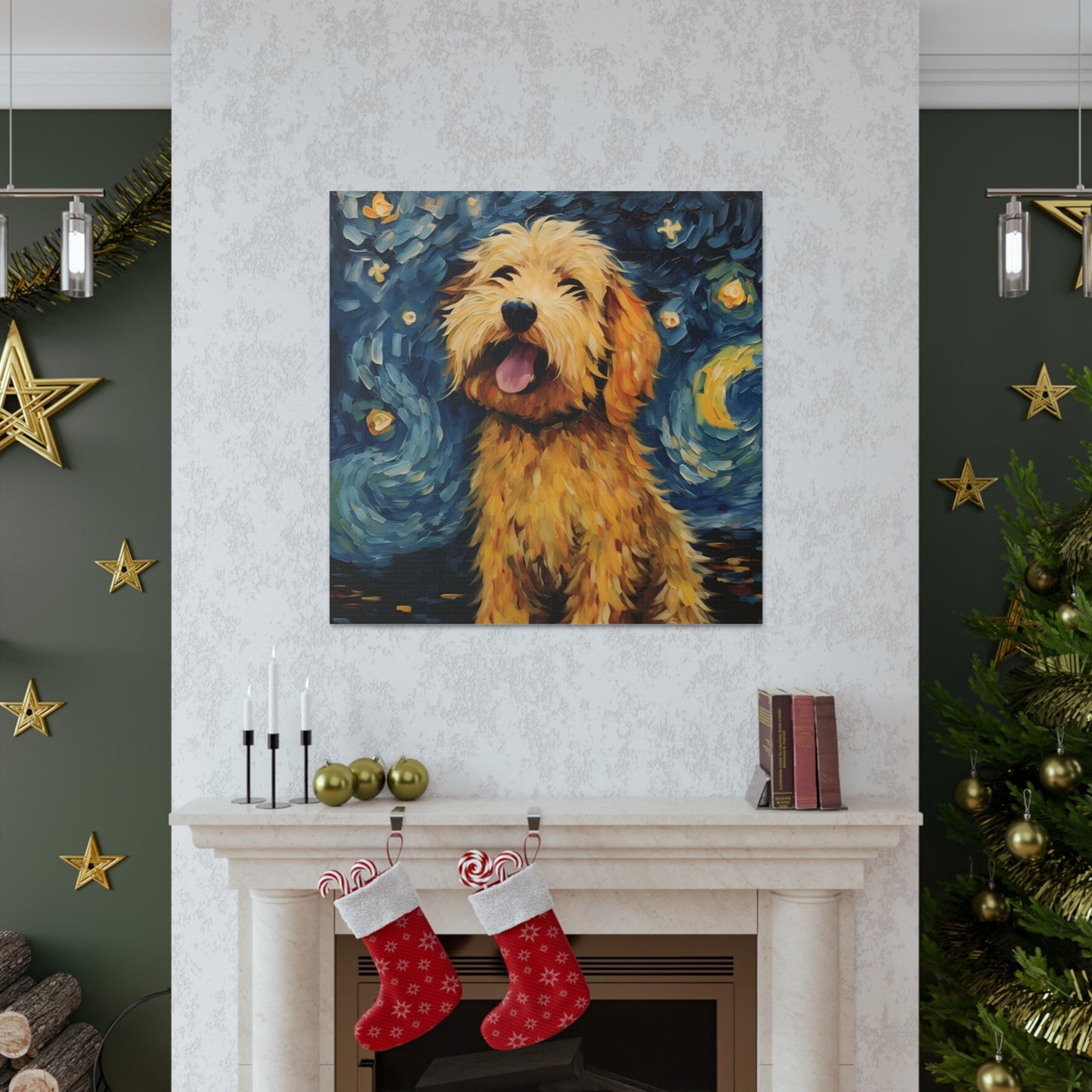 Golden Doodle Van Gogh Canvas Print