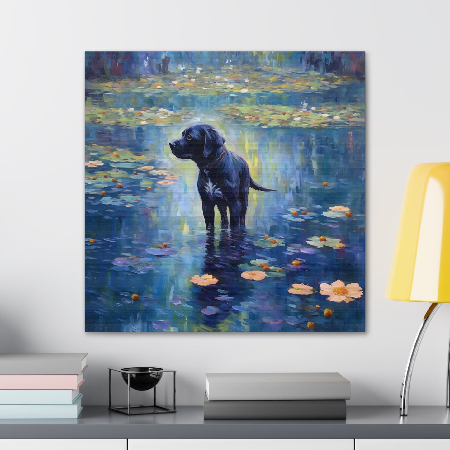 Black Lab Monet Canvas Print