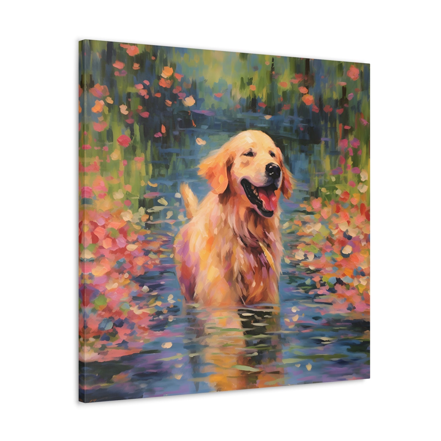 Golden Retriever Monet Canvas Print