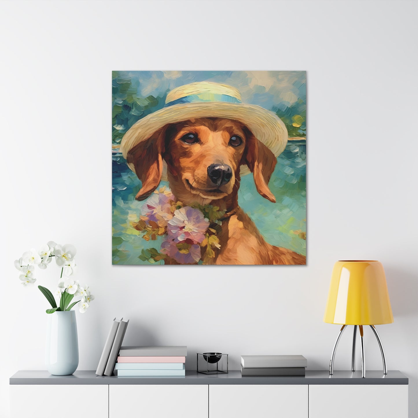 Dachshund Monet Canvas Print