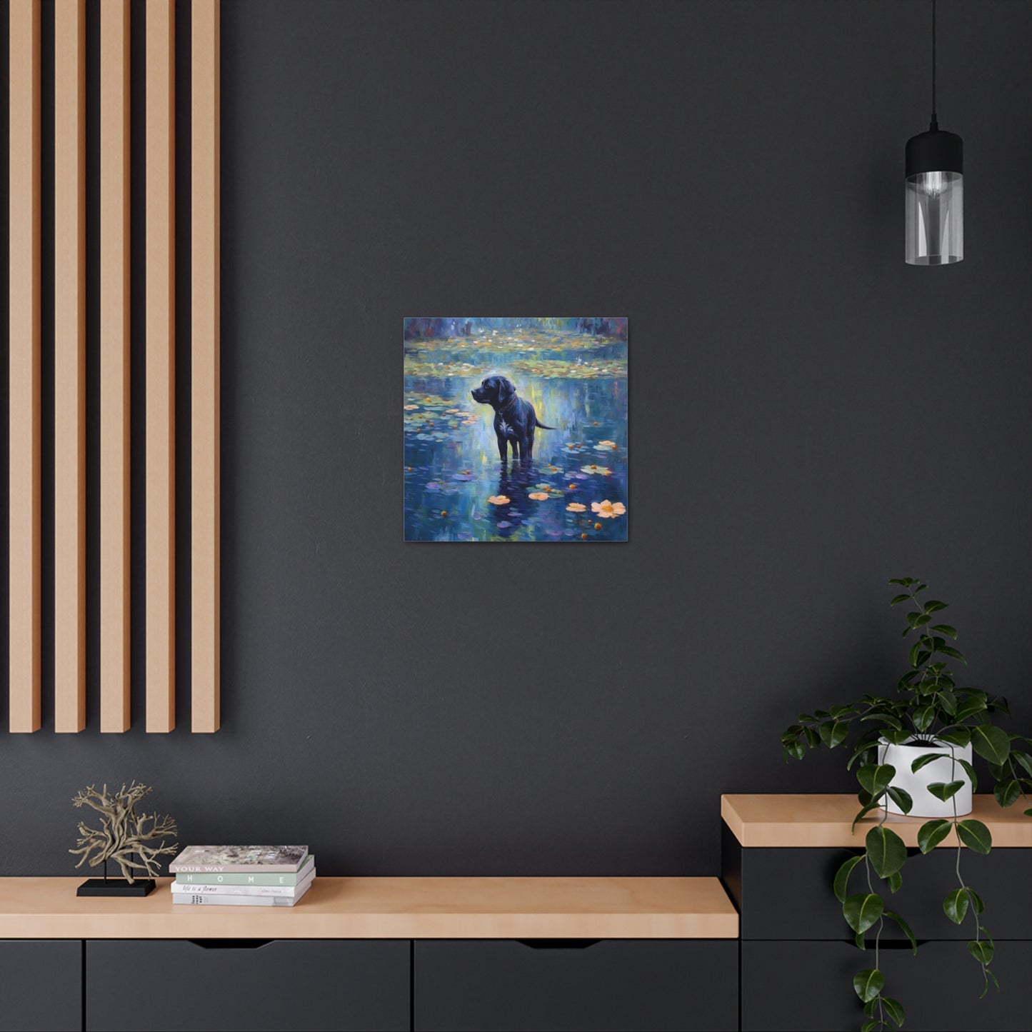 Black Lab Monet Canvas Print