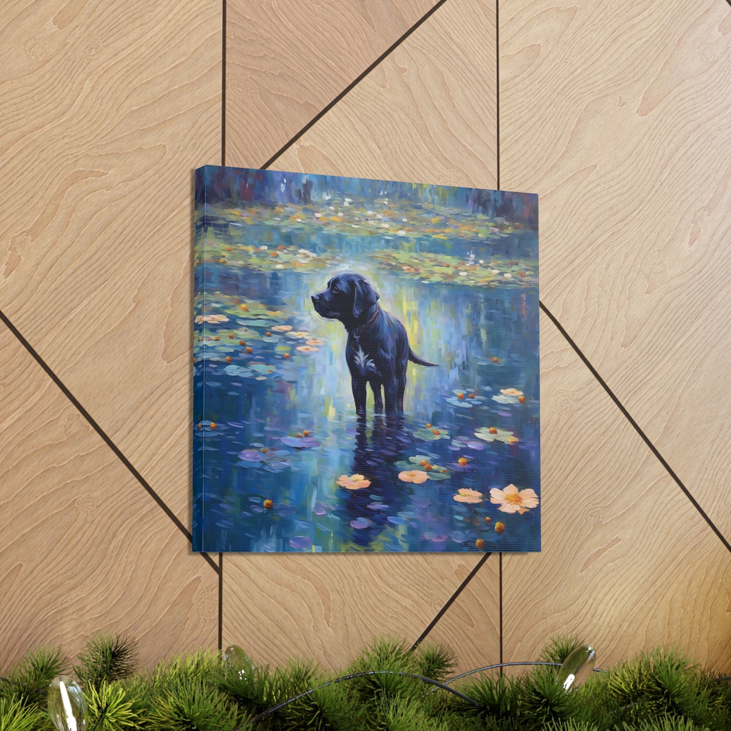 Black Lab Monet Canvas Print