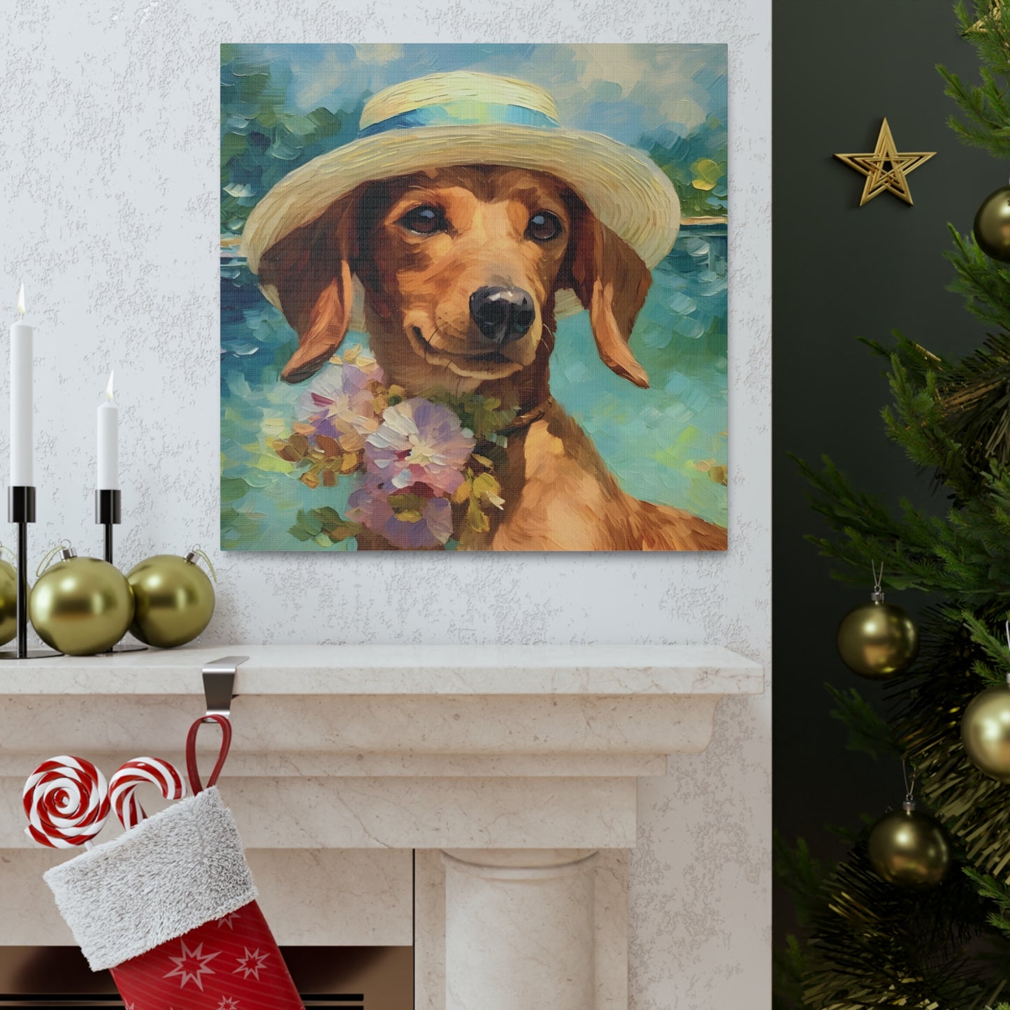 Dachshund Monet Canvas Print