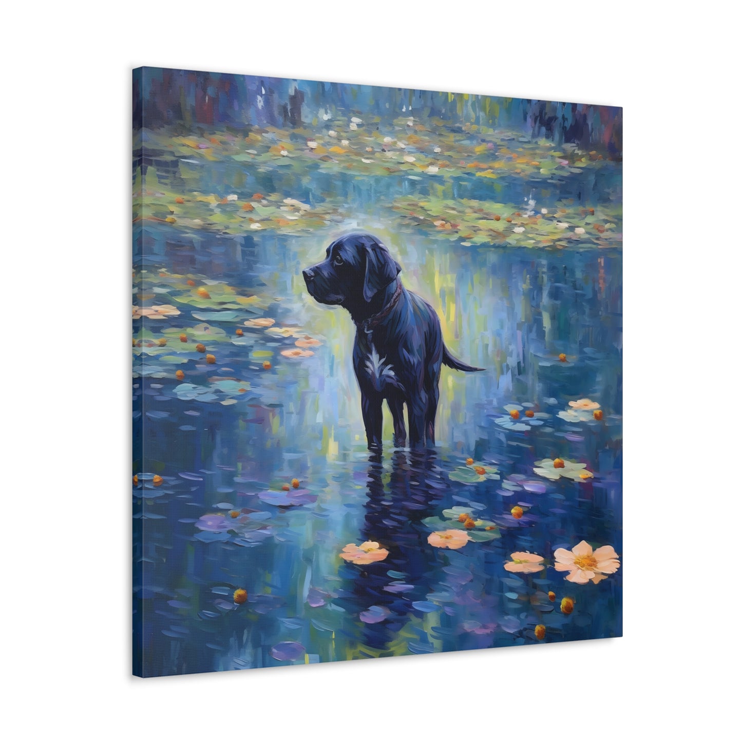 Black Lab Monet Canvas Print