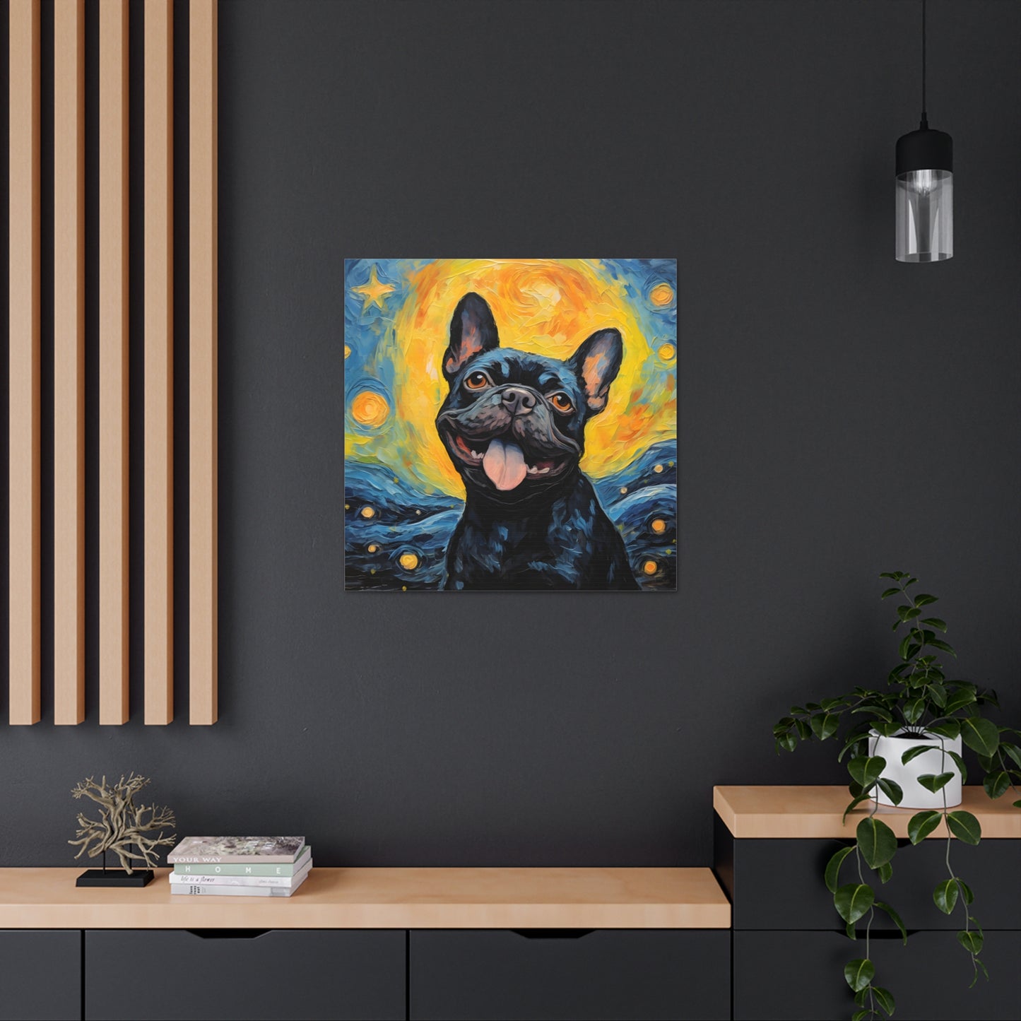 French Bulldog Van Gogh Canvas Print