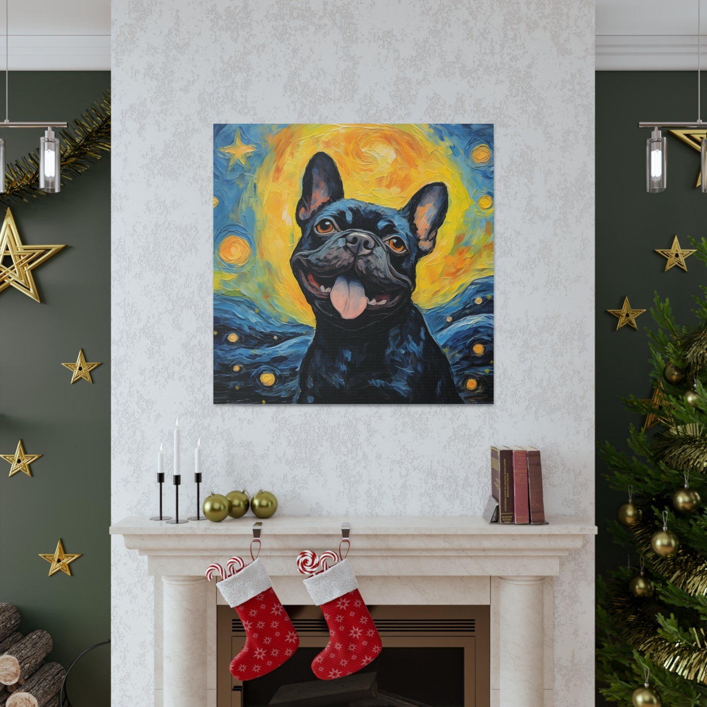 French Bulldog Van Gogh Canvas Print