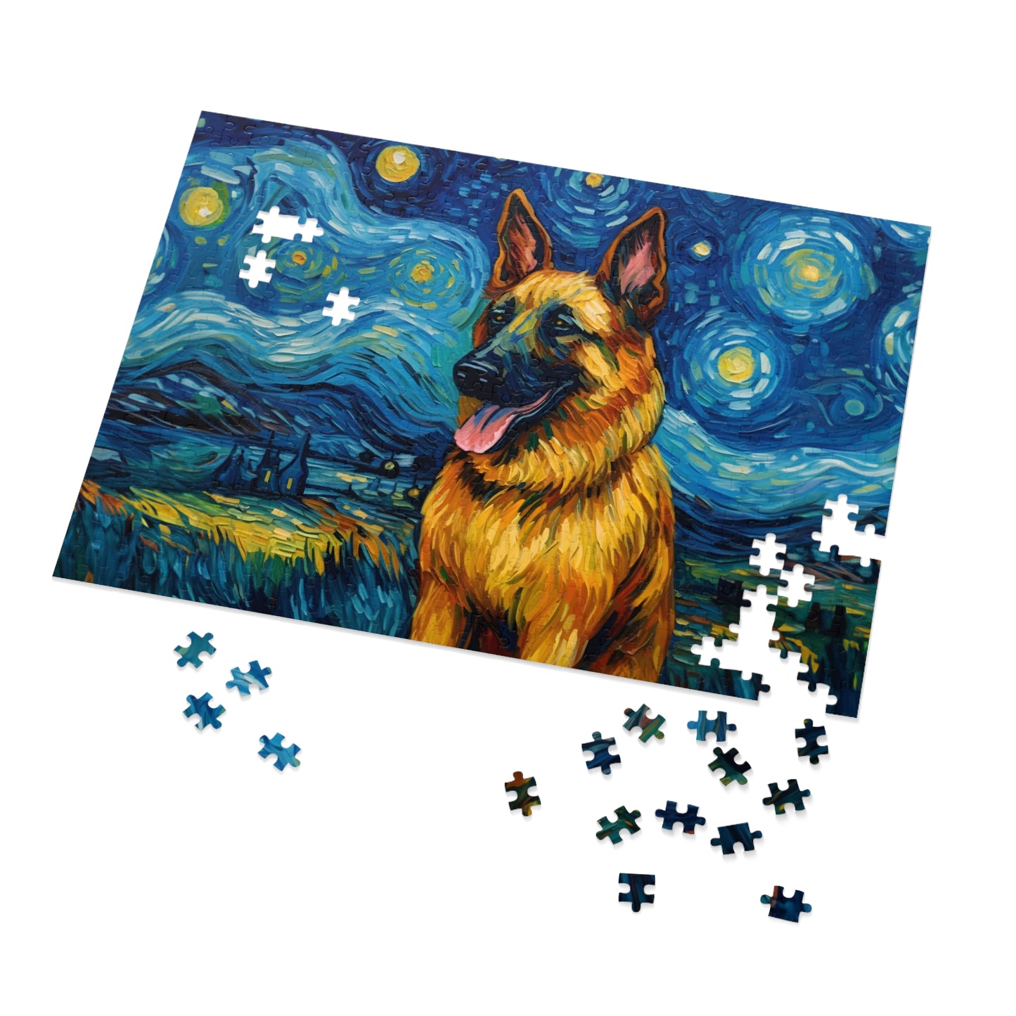 German Shepherd Van Gogh Puzzle (30, 110, 252, 500,1000-Piece)