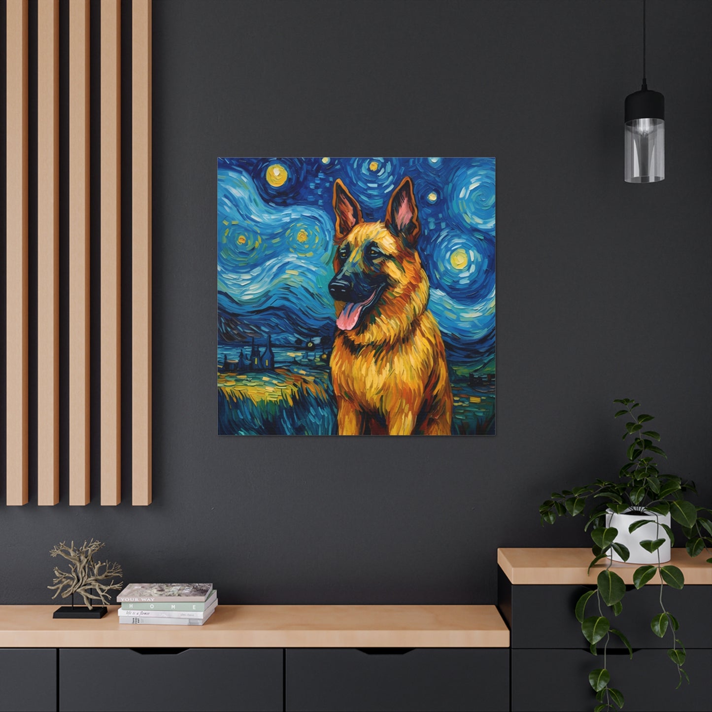 German Shepherd Van Gogh Canvas Print